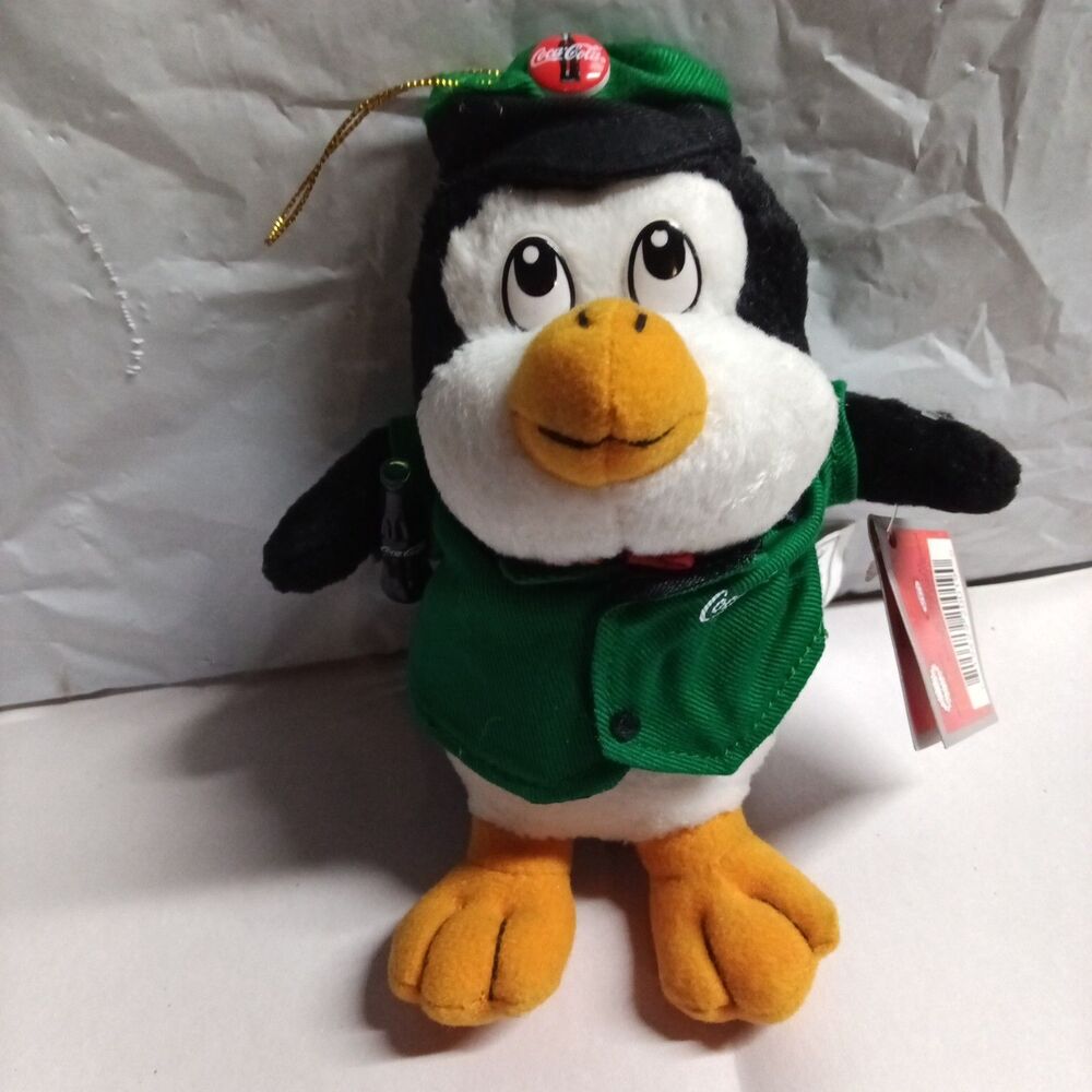 Collectible Coca Cola 1997 Bean Bag Plush Penguin in Delivery Cap 6 Inch